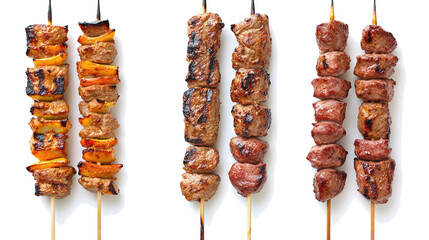 Poster - Grilled Meat Skewers With Vegetables on a Transparent Background Generative AI