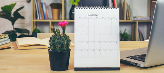 Wall Mural - 2025 calendar desk place on business table. desktop calender for planner to plan agenda, timetable, 