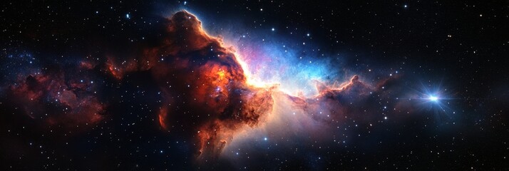 Wall Mural - cosmic nebula: a symphony of stars and dust, a vibrant celestial landscape featuring swirling nebula