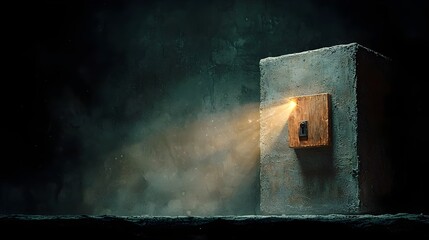 Aufkleber - A locked chest emanating a striking beam of ethereal transcendent light symbolizing the hidden hope promise and unexplored potential within