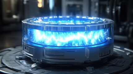 Poster - Glowing Energy Source in Futuristic Laboratory Setting