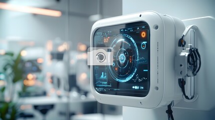 Aufkleber - Advanced air sensors continuously monitoring carbon dioxide and particulate matter levels to optimize indoor environment and promote sustainability in the modern office workspace
