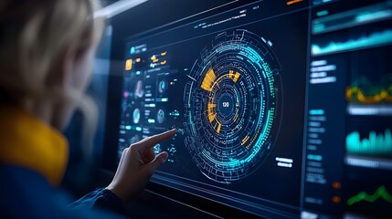 Poster - Advanced control room dashboard displaying real time water data and analytics for efficient environmental management and process optimization