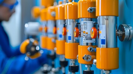 Poster - Automated chemical dosing system injecting treatment chemicals into a water pipeline for purification and Industrial engineering technology for water management and utility infrastructure