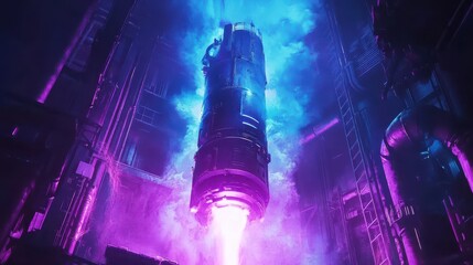 Poster - Futuristic Energy Pulse Emission in Vibrant Colors