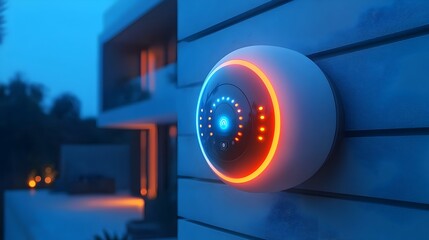 Aufkleber - Blinking Red Error Lights Illuminating a Smart Home Security Hub Indicating a Potential Technology Malfunction or System Issue that Requires Attention and Troubleshooting