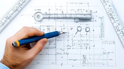 Leinwandbilder - Blueprints Forming a Financial Chart   Concept of Planning and Development for Business Investment and Innovation Strategy