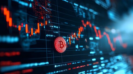 Leinwandbilder - Captivating abstract digital wave design featuring flowing currency symbols symbolizing the dynamic and fluctuating nature of the financial market and its ever changing volatility
