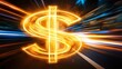 © neiros - A neon dollar sign flashes as you travel along the digital data highway