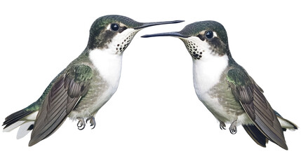 Poster - pair of hummingbirds in vivid detail on a transparent background generative ai
