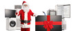 © Ljupco Smokovski - Santa claus with a tv screen and other home appliances gesturing thumbs up