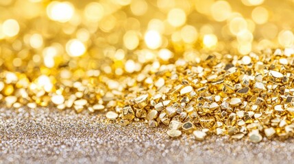 Glistening gold dust a close-up exploration of shimmering gold particles captured in stunning detail