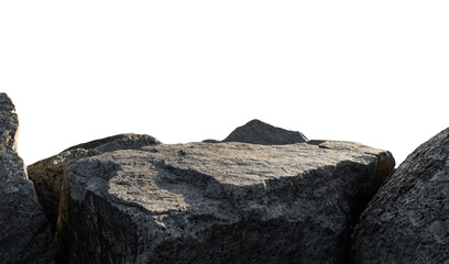 rock podium isolated, stone stand display product on white background,stones sea formation located p