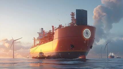 Poster - Eco Friendly Cargo Vessel Using Alternative Energy Sources Like Wind Solar or Hydropower in a Sustainable Port Facility with Green Infrastructure and Technology