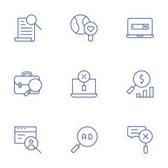 Poster - Search icons set. Thin Line style, editable stroke. discovery, job seeker, online recruitment