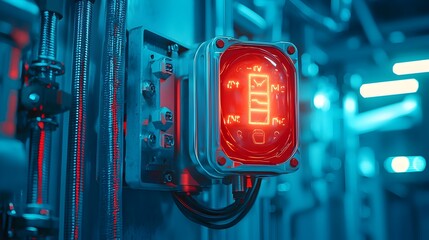 Aufkleber - Flashing Alert Siren in Industrial Security Control Room with Equipment Dashboard and Monitoring Panels  Emergency Warning and Safety Automation Technology Concept