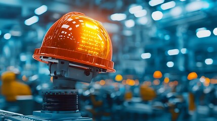 Leinwandbilder - Flashing industrial emergency siren alerting in a security control room with various electronic equipment monitors and control panels