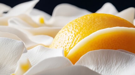 Wall Mural - a white-flowered branch in the foreground, an orange in the background