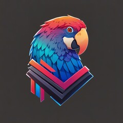 Poster - Colorful Parrot with Geometric Background