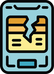 Poster - Smartphone showing broken screen with crack displaying internal parts representing a damaged electronics device