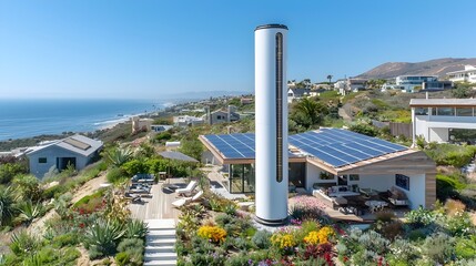 Aufkleber - Innovative solar powered water heating system seamlessly integrated into a sleek rooftop design providing a sustainable and energy efficient solution for modern green homes
