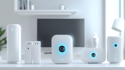 Leinwandbilder - Comprehensive smart home setup with motion sensors security a central control hub for seamless automation and remote monitoring of the interior and appliances