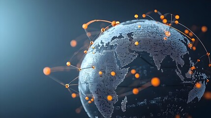 Fototapete - Interconnected globe made of abstract lines and shapes representing the global business technology and digital communication  This conceptual image symbolizes worldwide connectivity