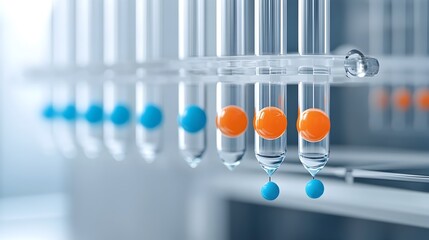 Poster - Magnetic beads being utilized in a biology laboratory setting for the purpose of DNA extraction and analysis  The beads are a crucial tool in the scientific research and study of genetic materials