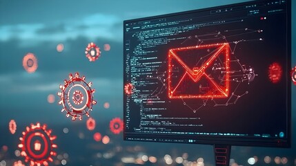 Aufkleber - Phishing Email Displayed on Computer Screen Revealing Sensitive Data Breach and Cybersecurity Vulnerability
