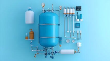Aufkleber - Residential Water System Connected to Home Water Tank for Clean Drinking Water Supply  Household Plumbing Equipment and Utility Infrastructure for Sustainable Water Management