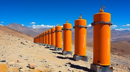 Aufkleber - Rows of Recycled Water Storage Tanks Stacked and Arranged Ready for Irrigation Manufacturing and Other Industrial Uses in an Eco Friendly Sustainable Environment
