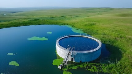 Poster - Sedimentation Tanks Collecting Waste Sludge at the Bottom of Wastewater Treatment Facility for Industrial and Urban Water Purification Process