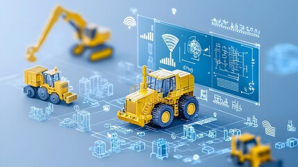 Leinwandbilder - Smart factory with IoT sensors attached to heavy machinery for real time monitoring data analysis and optimization of industrial processes for improved efficiency and productivity