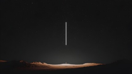 Poster - Solitary glowing star shining brightly in the pitch black cosmic sky representing distant the mysteries of the universe  This minimalist atmospheric image evokes a sense of solitude contemplation