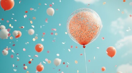 Poster - Transparent balloons filled with shimmering prismatic confetti float gracefully creating a dazzling enchanting atmosphere for a glamorous high end or event
