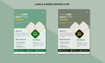 Wall Mural - Transform Your Yard with Professional Lawn Care & Gardening Services Flyer Design Template