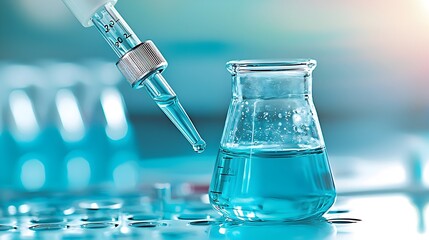 Poster - Water samples collected and placed in laboratory glassware for comprehensive analysis and testing procedures