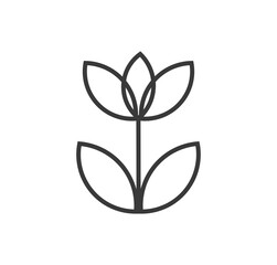 Wall Mural - flower line icon. tulip shape flower isolated on white background. design element. png illustration.