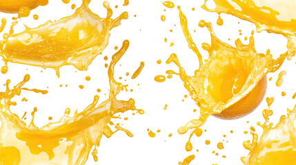Poster - vibrant orange juice splashes creating a dynamic fruit crown effect generative ai