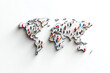 © Jiraphat.N - Colorful world map with people figures, representing global diversity and unity on a white isolated background.