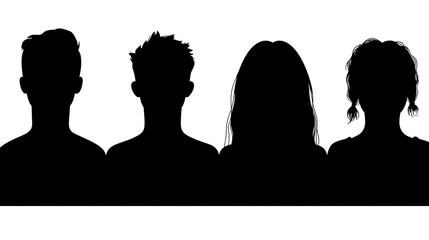 Poster - collection of people avatars silhouettes on a transparent background generative ai