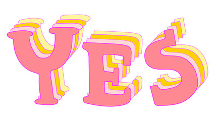 Leinwandbilder - Doodle pink Yes word design element