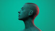 © Marketplace - A digitally created bust of a human figure, represented with a mesh wireframe style, set against a vibrant teal background.
