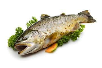 Grilled trout fish isolated on white background