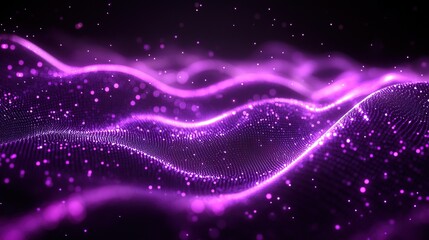 Purple abstract background with a network grid and particles connected