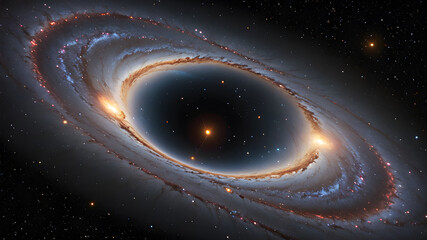 Wall Mural -  View from space to a spiral galaxy and stars. Universe filled with stars, nebula and galaxy.