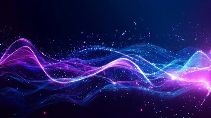 Poster - Abstract attractive tech background with the movement of a flowing wave of data transfer in stylish hi-tech colors