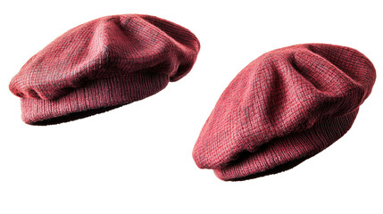 Poster - set of two red beret hats isolated on a transparent background generative ai
