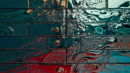 Canvas Print - Close-up of a shiny metallic surface with a unique pattern.