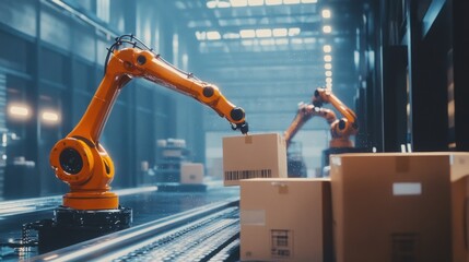 Poster - Industrial Robot Arm Handling Packages